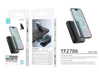 Techancy Power Bank Magnetico TF2786 10000mAh Carregamento Rapido Sem Fios 15W PD 20W Compativel com