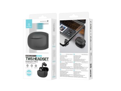 Auriculares inalámbricos Techancy KP2712 TWS 5.4 con Bluetooth, puerto tipo C, 15 m de alcance,