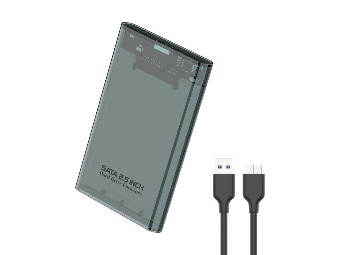 Techancy 2.5" SATA External HDD/SSD Enclosure Black MF1300, with Hi-Speed USB3.0, Portable