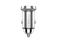 Techancy Mini Carregador TC6425, 33W, USB-A+USB-C, Liga de AlumInio, CompatIvel com Carros, Design S