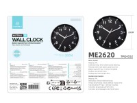 Techancy Black Wall Clock ME2620, 20 cm in diameter, 3d engraved, silent clock for home, office and 