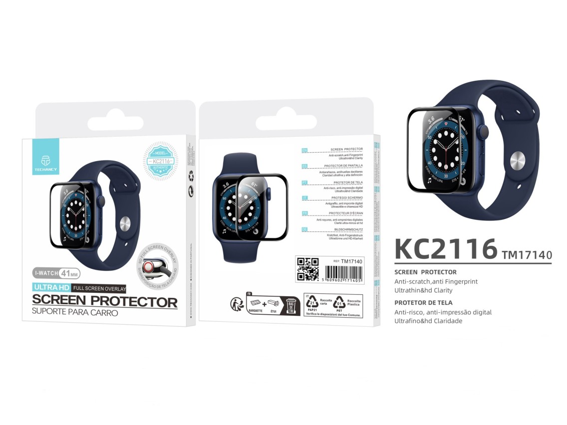 Techancy Protetor De Ecr Para Relgios Inteligentes KC2116, Compatvel Com Iwatch-41mm, Anti-Riscos