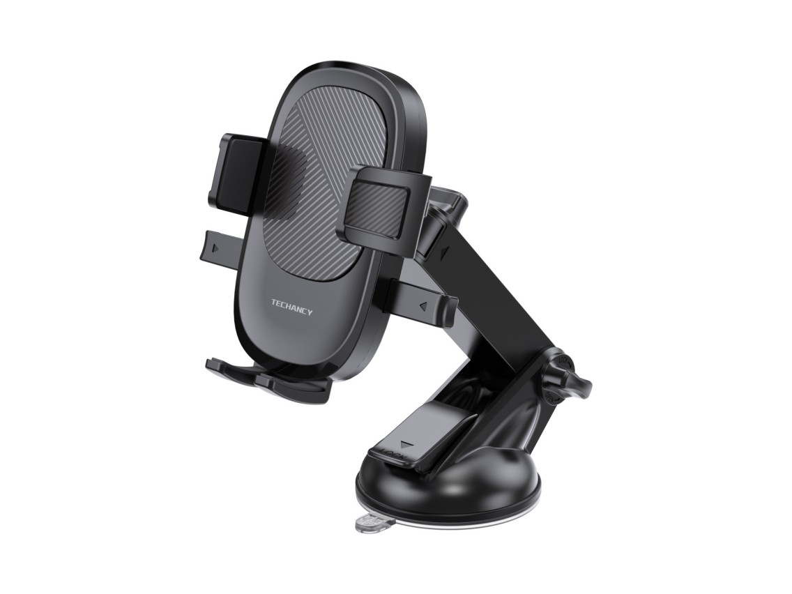 Techancy TI2328 Car Phone Holder Black, Adjustable Suction Cup, Compatible with 4.7-7.2 inch Phones