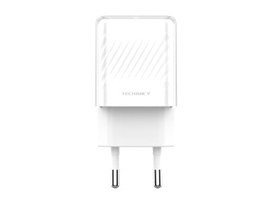 Techancy 20W White TA2815 Mobile Phone Charger, USB-C PD Fast Charging, Built-in GaN Smart Chip