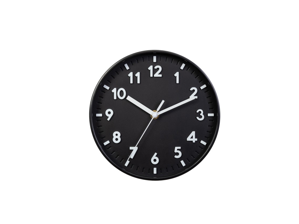 Techancy Black Wall Clock ME2620, 20 cm in diameter, 3d engraved, silent clock for home, office and 