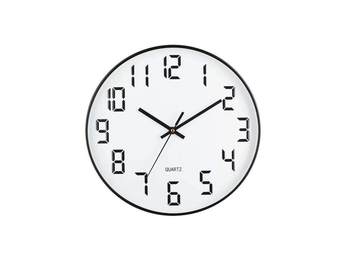 Techancy Wall Clock ME2621, 25 cm in diameter, 3d engraved, silent clock for home, office and kitche
