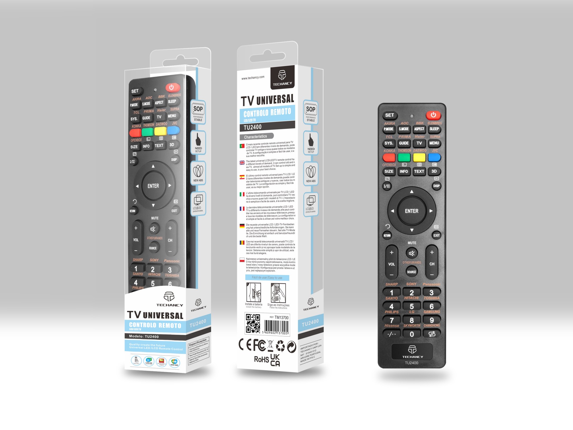 Techancy Universal TV Remote Control TU2400, Simple Setup Connection, Compatible with New and Old LE