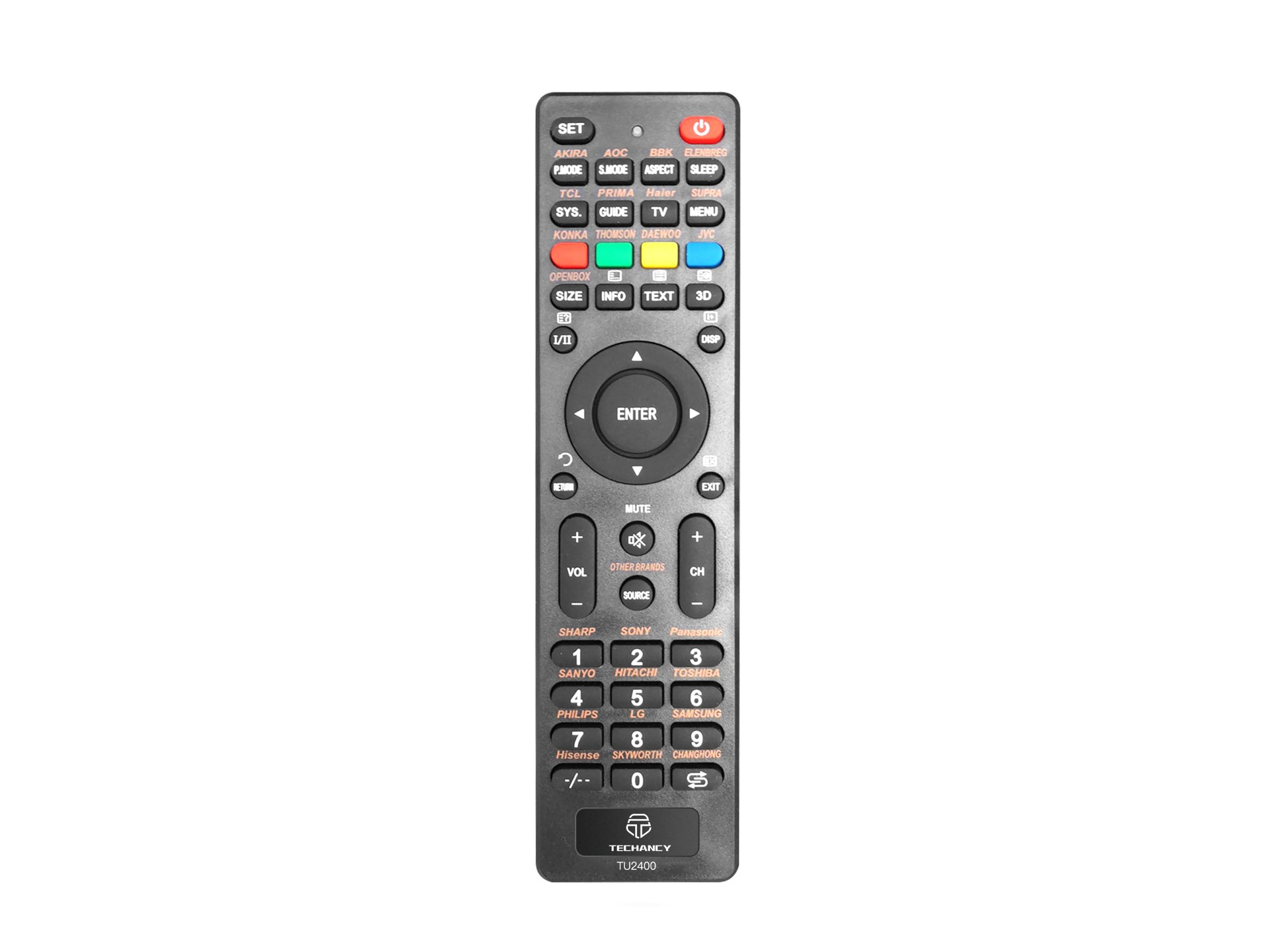 Techancy Universal TV Remote Control TU2400, Simple Setup Connection, Compatible with New and Old LE