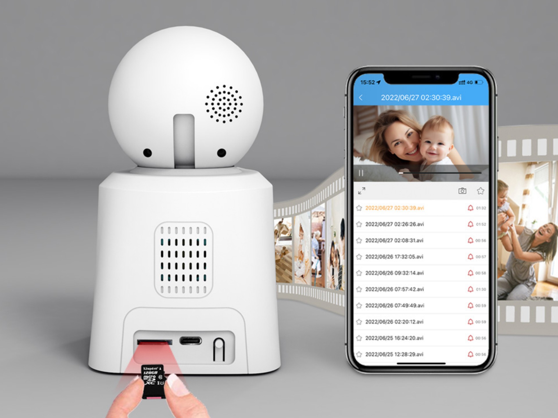 Techancy SH043 Smart Camera with Screen, 1080P, 360 Rotation, Night Vision, Two-Way Voice and Video