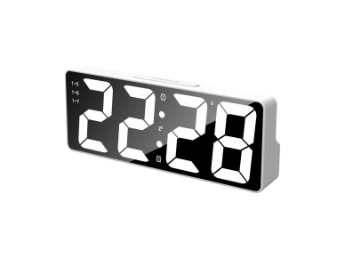 Techancy MC1500 White Multifunction LED Alarm Clock with Clock, Date, Alarm, Temperature Display and