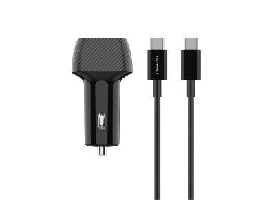 Techancy 48W USB+USB-C PD3.0 Dual Port Car Charger TC6432 with 1m Black Cable/60W Type-C to Type-C