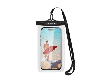 Techancy Mobile Phone Pouch À TU7451 7.0 Inch Waterproof Ipx8 Waterproof, Clear Photos, Black
