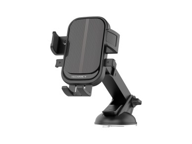Techancy Ti2318 Car Phone Holder Black, 4.0-7.2 Inch, Suction Cup Mount, One-Touch Lock