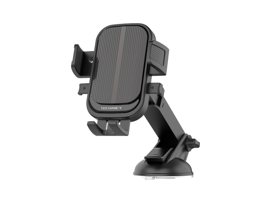 Techancy Ti2318 Car Phone Holder Black, 4.0-7.2 Inch, Suction Cup Mount, One-Touch Lock