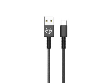 Techancy USB-Type C Data Cable Black TB1717, 2.4A Fast Charging, Aluminum Alloy + Braided 1.2M