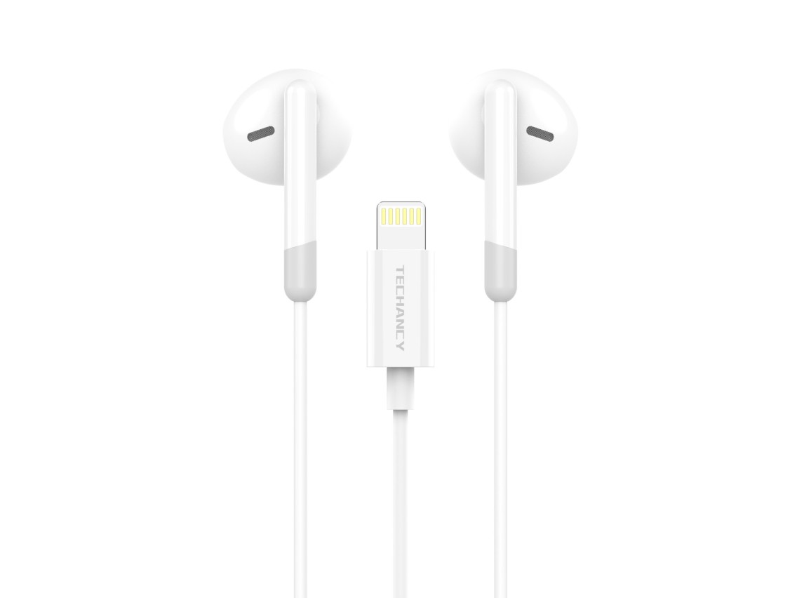Techancy Auscultadores Estreo Para Msica TD8070 Branco, Funo De Conversao, Conetor Lightning, 