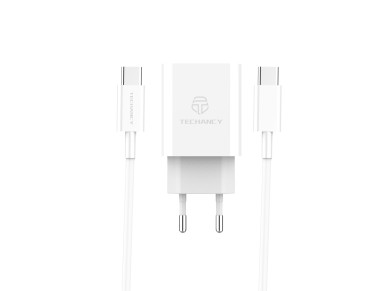 Techancy Carregador De Parede Pd Branco TA2807, Carregamento Rpido 3.4A Pd20w, Conjunto De Cabos Ti