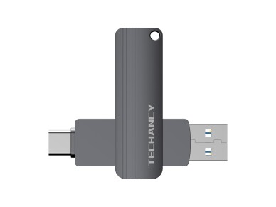 Techancy LB2904 High Speed USB3.2 Flash Drive, 64GB, 2-in-1 Type CE USB-A Connector, Compatible with