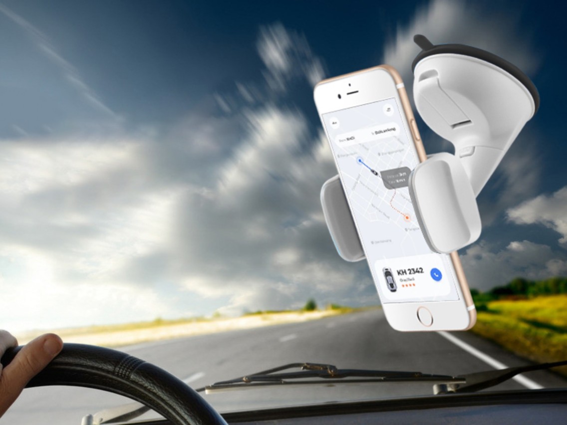 Techancy Black Car Cell Phone Holder Ti2187, Powerful Silicone Suction Cup, Flexible Elastic Anti-Fa