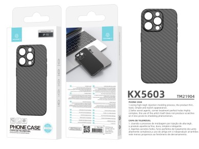 Funda para teléfono celular Techancy Ultra Thin Carbon Fiber KX5603, compatible con iPhone 15, 