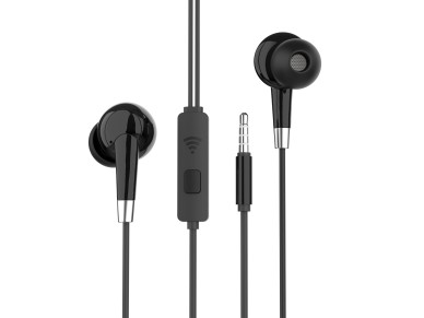 Techancy In-Ear Headphones with Black Wires 1.2m TD8056, 3.5mm Jack Compatible with Mobile Phones/PC