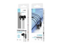 Techancy In-Ear Headphones with Black Wires 1.2m TD8056, 3.5mm Jack Compatible with Mobile Phones/PC