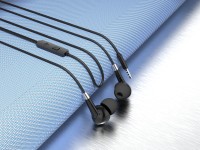 Techancy In-Ear Headphones with Black Wires 1.2m TD8056, 3.5mm Jack Compatible with Mobile Phones/PC