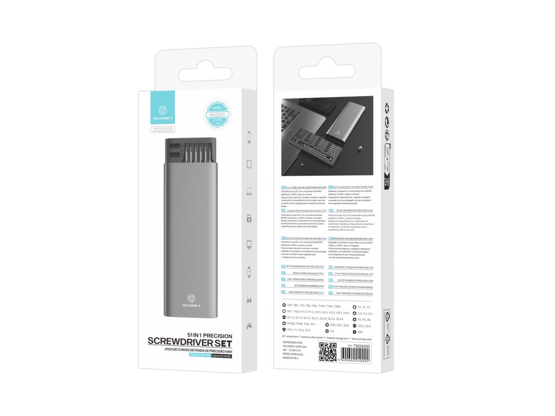 Techancy 51-in-1 Precision Screwdriver Set MA0049, S2 Steel, Aluminum Alloy Handle, Magnetic Screwdr