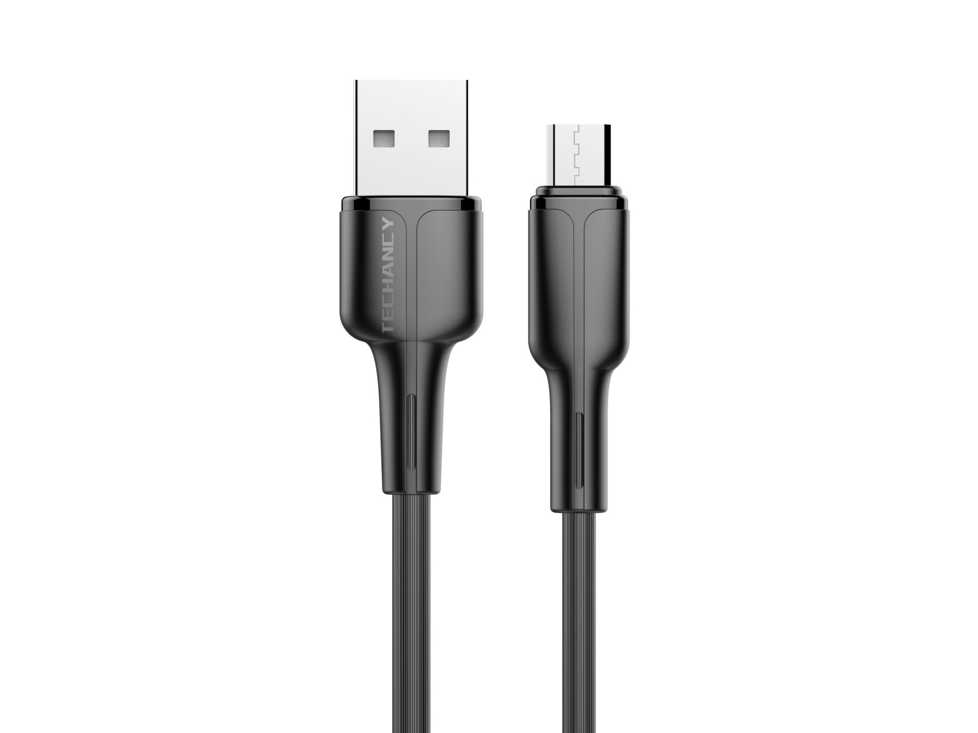 Techancy USB-Micro Data Cable Black 1m TB1699, Fast Charging 2.4A, Supports Data Transfer, PVC Mater