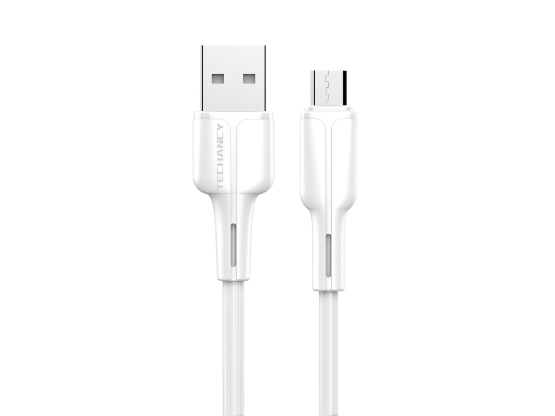 Techancy USB-Micro Data Cable White 1M TB1699, 2.4A Fast Charging, Supports Data Transmission, PVC M