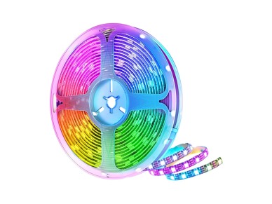Techancy Fita Led 5m KR1501, Fonte De Alimentao 5v/Usb Com Controlo Sem Fios, Efeito Multicolor Rg