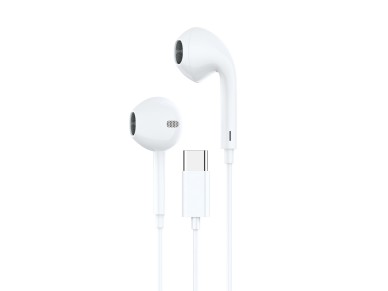 Techancy Auricular Estreo Com Fios Branco 1,2 M TD8063, Chip Dsp Tipo C Compatvel Com Samsung/Huaw