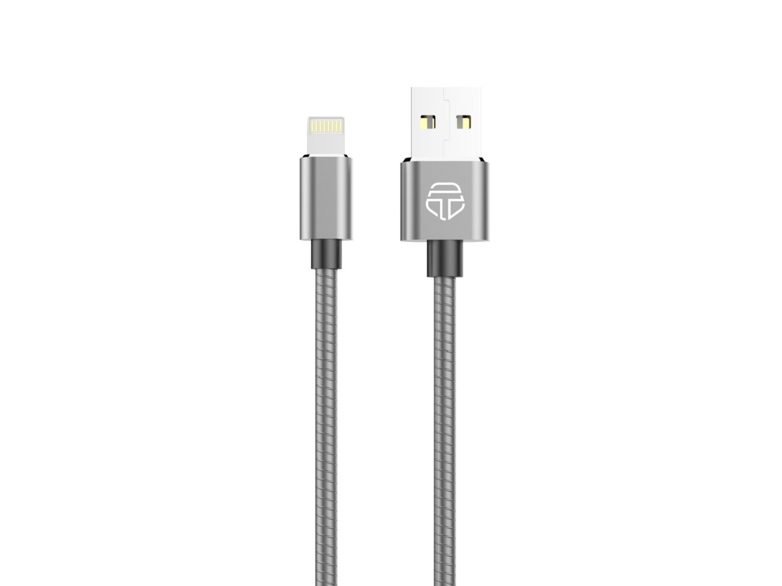 Techancy Aluminum Alloy Data Cable 1m TB1662, All-Metal Design, Usb-Ip8/X/11-14, 2.4a Charging.