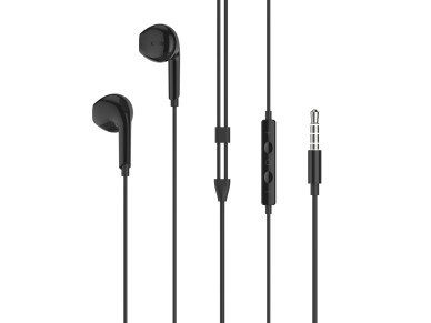 Techancy Auscultadores Intra-Auriculares Pretos 1.2m TD8086 Com Cabo E Microfone, Auscultadores Para