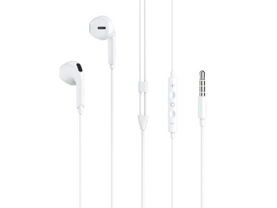 Techancy Auscultadores Intra-Auriculares Brancos 1.2m TD8086 Com Cabo E Microfone, Auscultadores Par