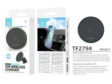 Soporte para teléfono de coche Techancy con cargador inalámbrico TF2794, carga inalám