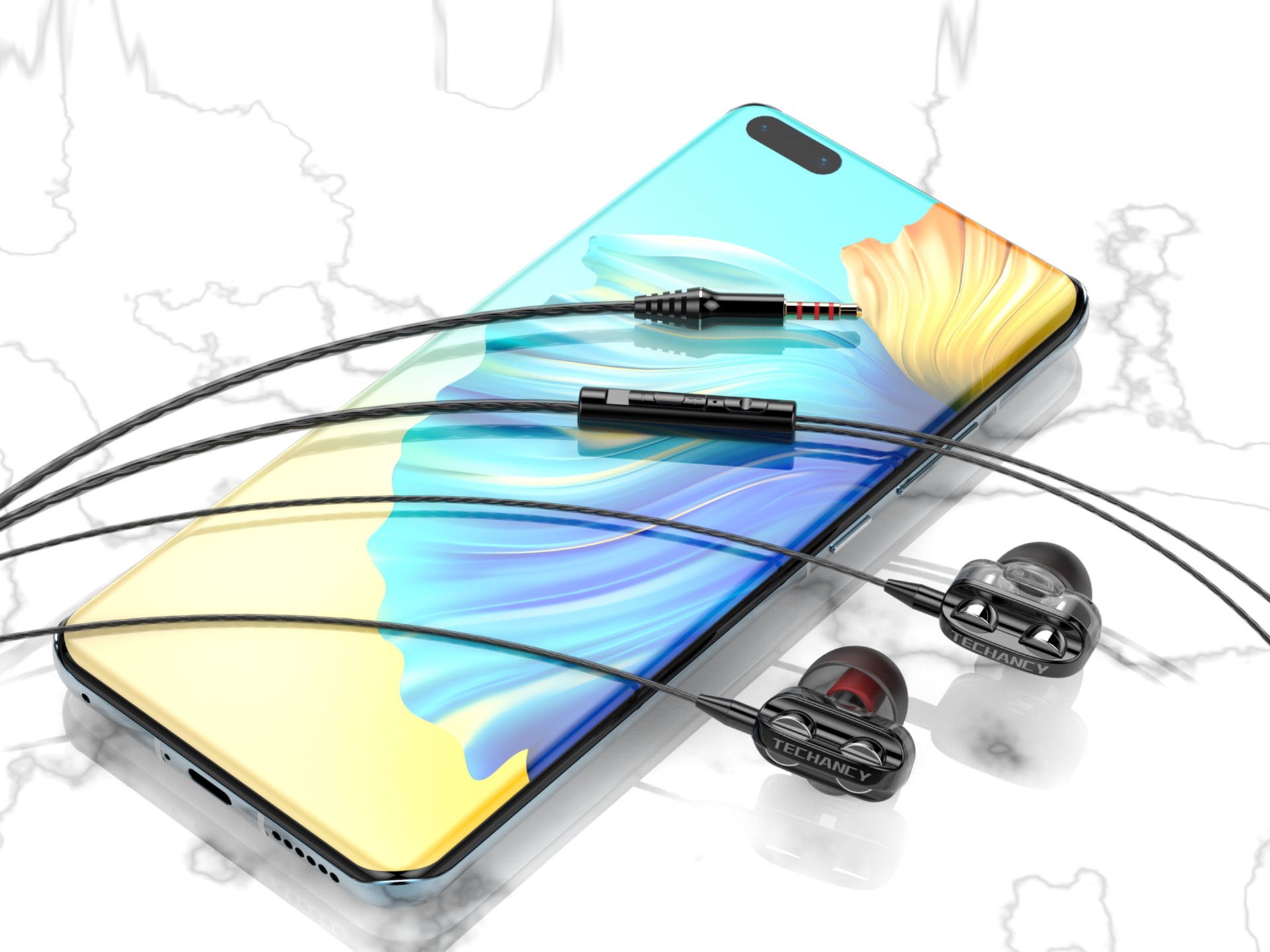 Techancy TD8050 Dual Speaker Stereo Wired Headset Black, 3.5mm Audio Jack, Features 4 Speakers.