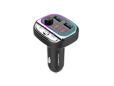 Transmisor FM para coche Techancy TE0867, Bluetooth, MP3, 2 USB, 3.1 A, luz LED de 7 colores, para 1