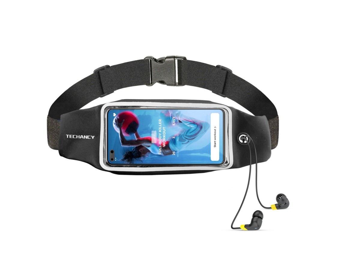 Techancy Sports Waist Pack, TU7449, Adjustable Elastic Waistband. Large Capacity for Cell Phone, Key