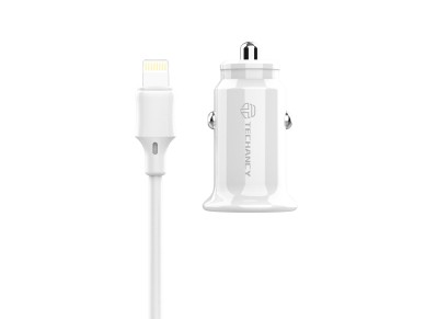Techancy Carregador De Automvel Mini  TC6408, Carregamento 2usb 2.4A, Kit De Dados Com Cabo Usb-Lig