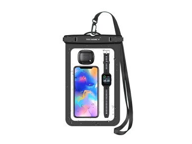 Techancy Waterproof Cell Phone Case TU7446, 8.9", Large Capacity, Compatible with More Devices, Blac