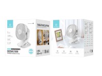 Techancy KL7305 White Clip-on Fan for Use on the Desk and in the Car, Internal Battery, USB Charging