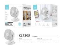 Techancy KL7305 White Clip-on Fan for Use on the Desk and in the Car, Internal Battery, USB Charging