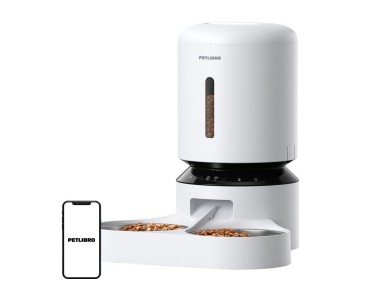 Distribuidor de alimentos Petlibro Granary com tigela dupla, Wi-Fi, 5L (branco)