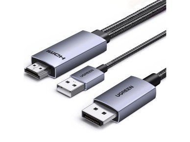 Ugreen HD169 HDMI to DisplayPort Directional Cable, 4K@60Hz, 2m - Gray