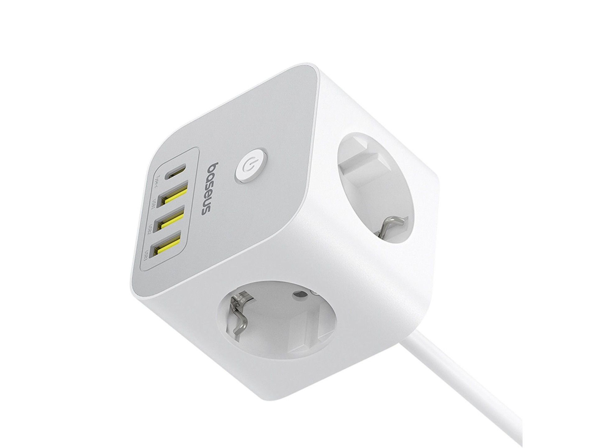 Baseus PowerCombo 7 in 1 Power Strip Cube, 3 AC + 3 x USB-A + 1 x USB-C 20W 1.5 m - white