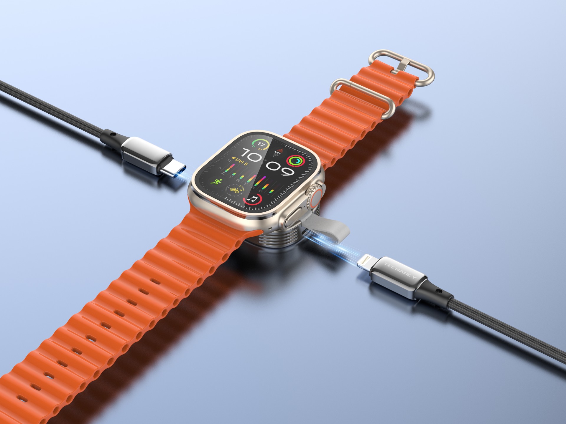 Techancy iWatch TF2800 2.5W Wireless Charger, strong magnet, USB-C/Lightning, compact, compatible wi