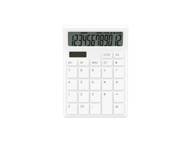 Techancy Desktop Calculator MK1166 12 Digits Dual Energy Function GT/MU ABS TM25001 White