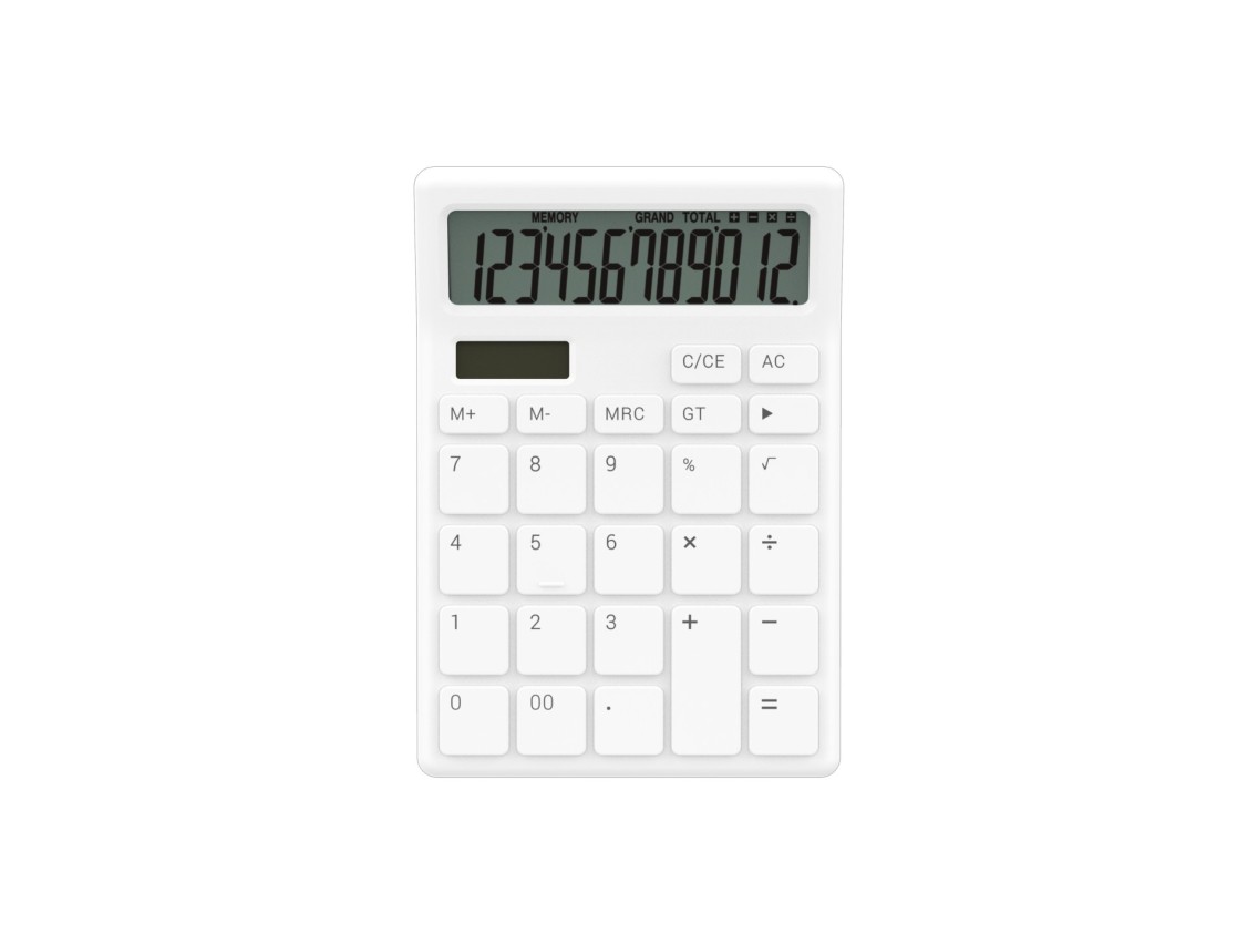Techancy Calculadora de Mesa MK1166 12 Dgitos Dupla Energia Funo GT/MU ABS TM25001 Branco