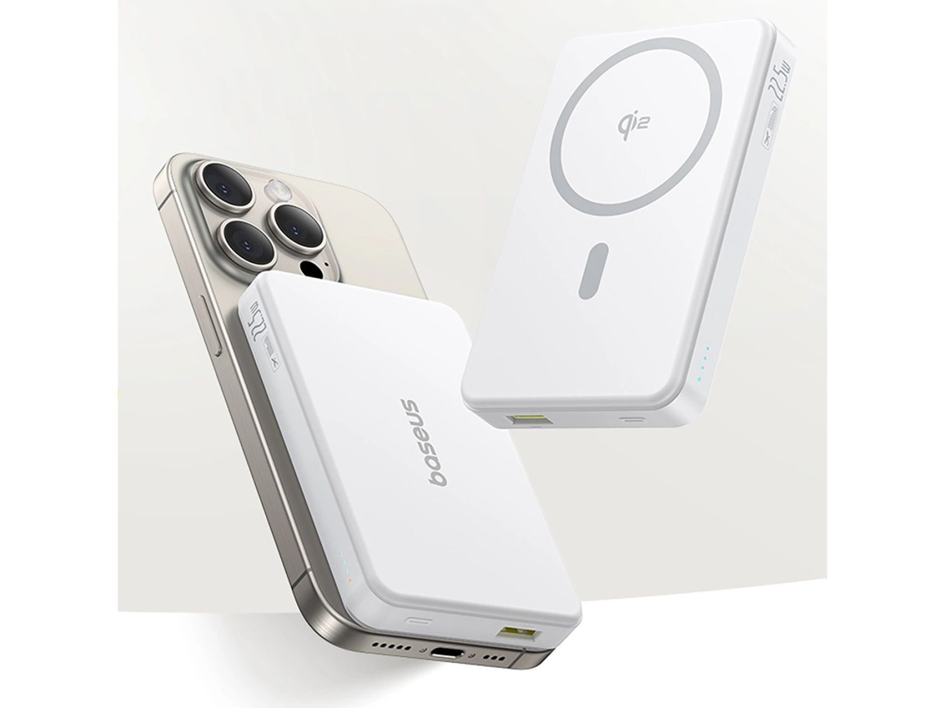 Baseus Airpow II 10000mAh Qi2 Power Bank with MagSafe 22.5W with Baseus Simple Series USB-C Cable -